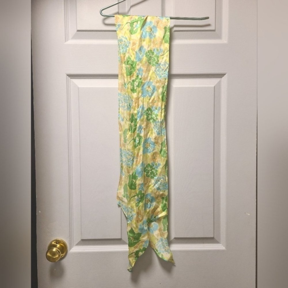 Vintage scarf, AE. Green &blue floral